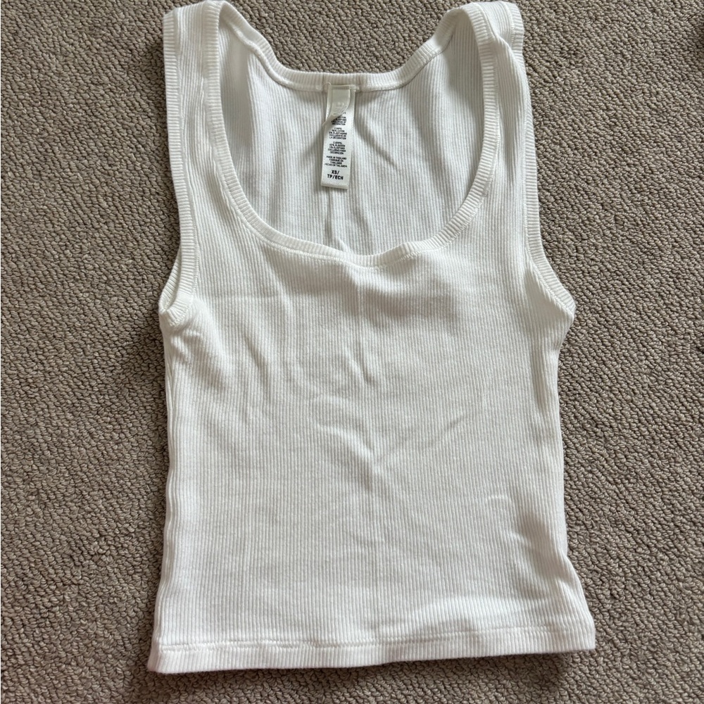 Skims Cream Ribbed Tank Top